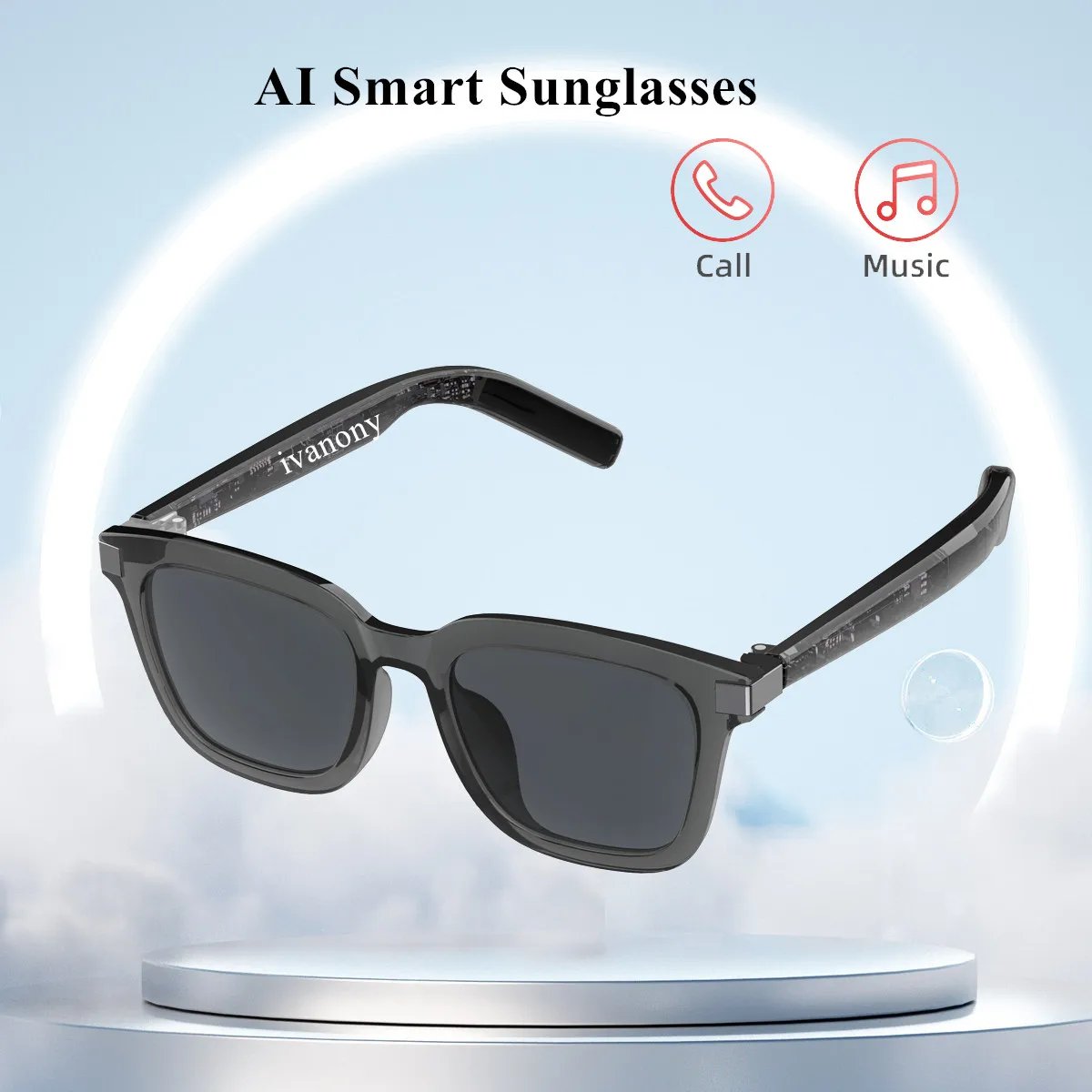 AI Smart Brille Sonnenbrille Bluetooth Anruf AI Sprachassistent Fernbedienung Musik UV-Schutz Herren Damen Brillen für Android IOS