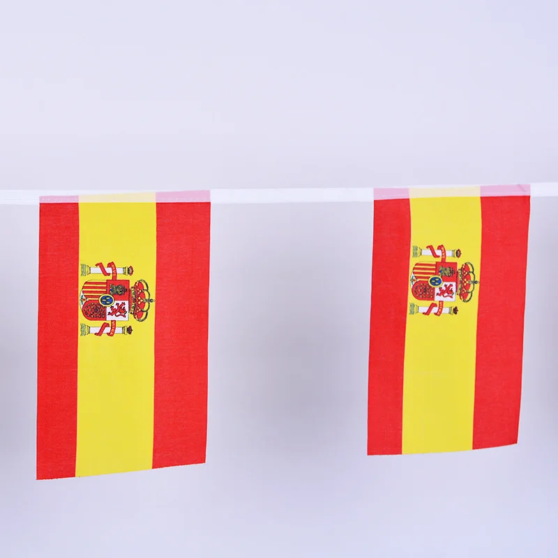 20pcs/lot Spain bunting flags 14x21cm polyester Pennant Spain String flags Banner Buntings Festival Party Holiday decoration