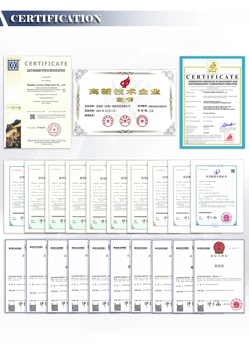 Auliss 4-in-1 All-in-One Energy Saving Air Compressor Fixed Speed Screw Air Compressor With AC Power Core Components Air End