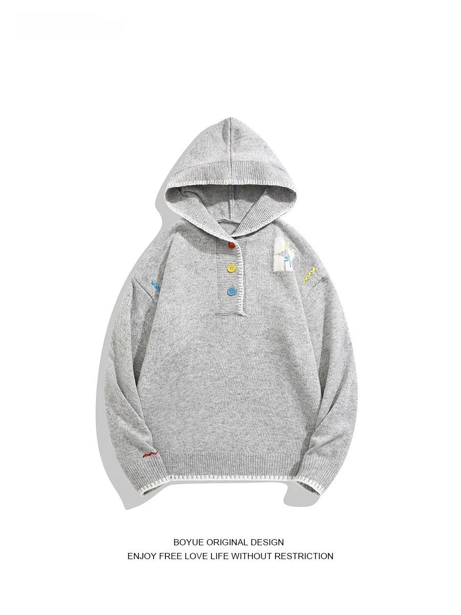 

Boyue Knitted Hoodie ex Casual Sle Polyester Blend Long Sve Warmth Comfortable Faionable Youth Sweatirt