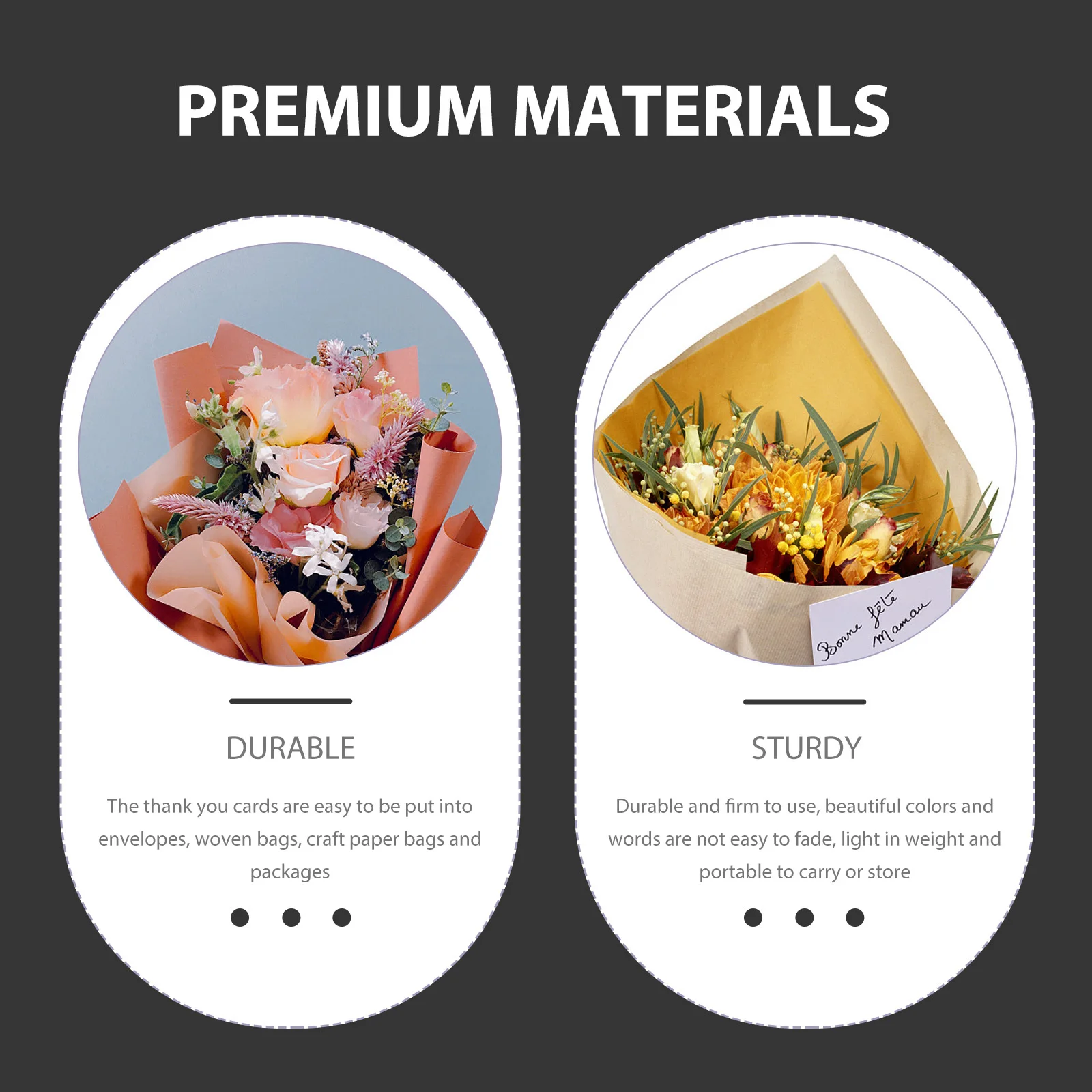 

50pcs Thank You Cards Blank Coated Paper For Delivery Wedding Shower Bulk Small Flower Stationery Supply Printing Products