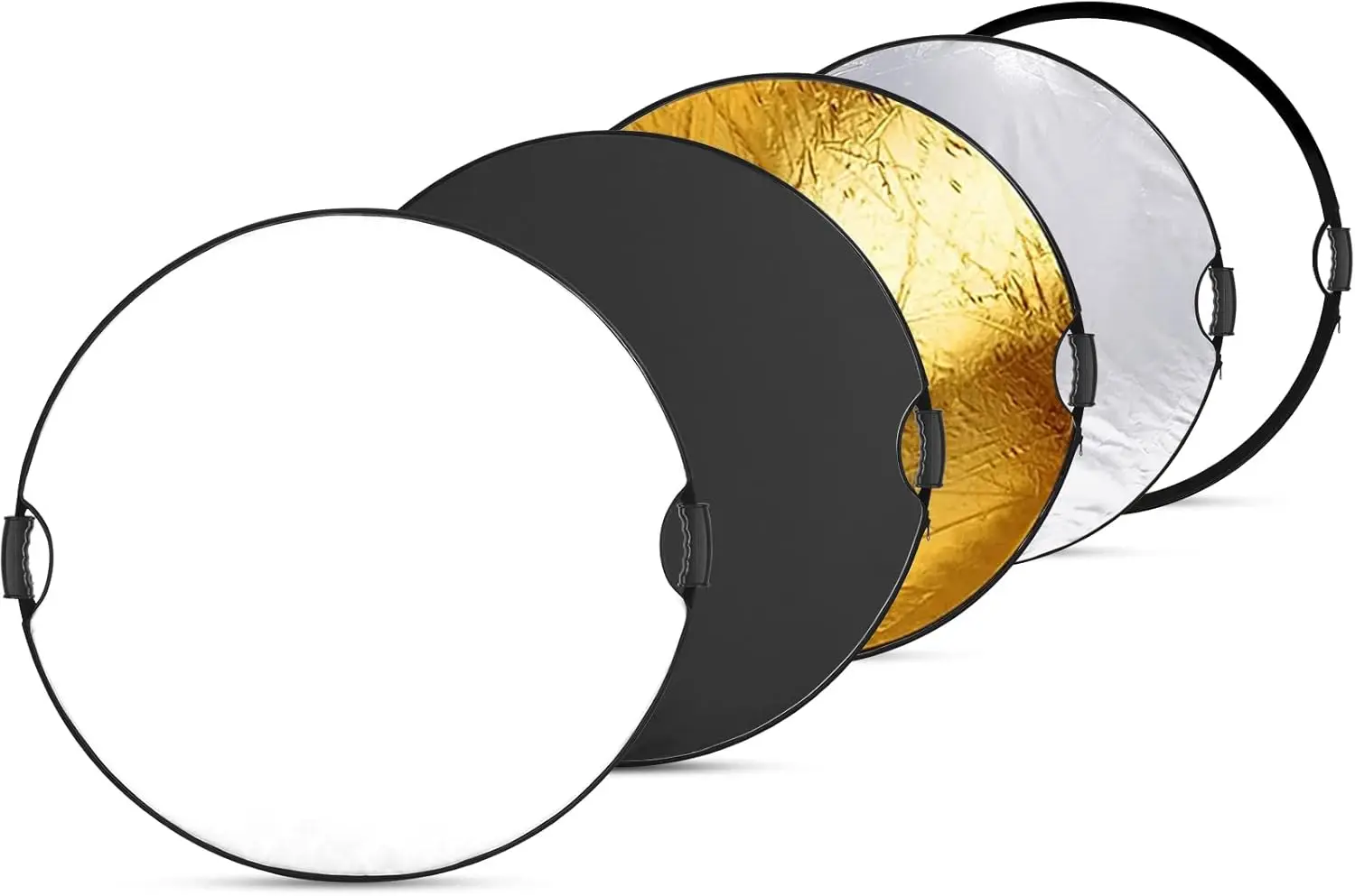 

80cm 5-in-1 Foldable Light Reflector with Handle & Thread, Translucent/Silver/Gold/White/Black for Studio or Outdoor Photography