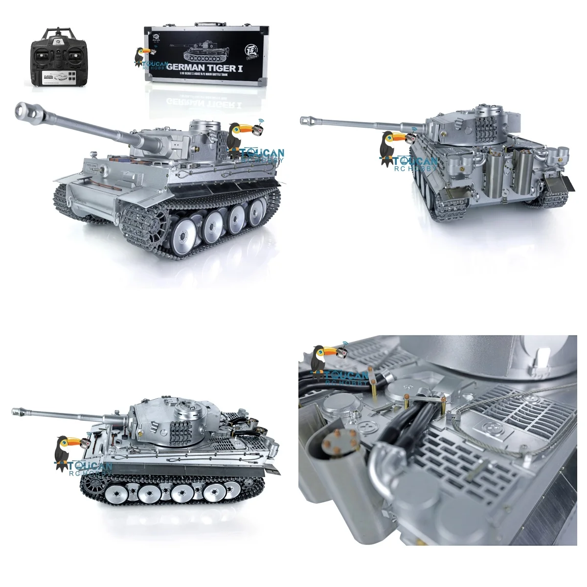 

RTR Upgraded Heng Long 1/16 Scale Full Metal RC Tank German Tiger I Radio Control Tank 3818 Pro Model Toys for Adult TH05247