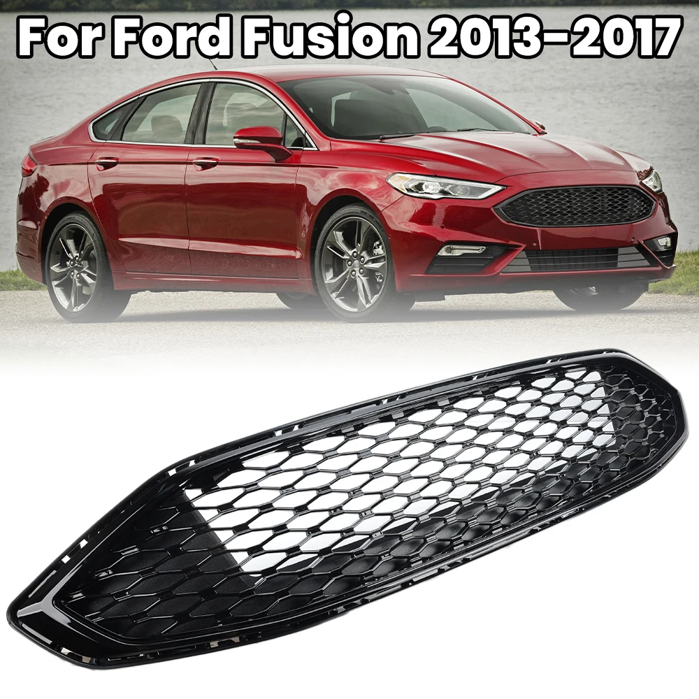 

Сетчатые решетки переднего бампера для Ford Fusion 2013-2017, замена ABS, ярко-черная передняя решетка, детали, автомобильные аксессуары