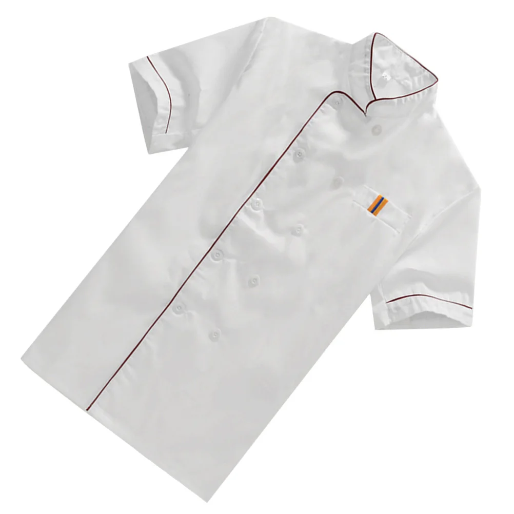 Uniform Short Sleeve Oil Proof Wash Resistant Workwear For Restaurant Hotel Kitchen Staff M White