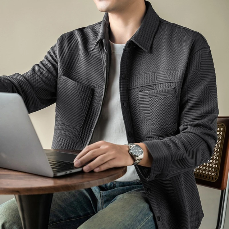 

Men's Autumn Casual Jacket - Old Money Style Lightweight Business Smart Casual Stretch Comfort Long-sleeved Shirt