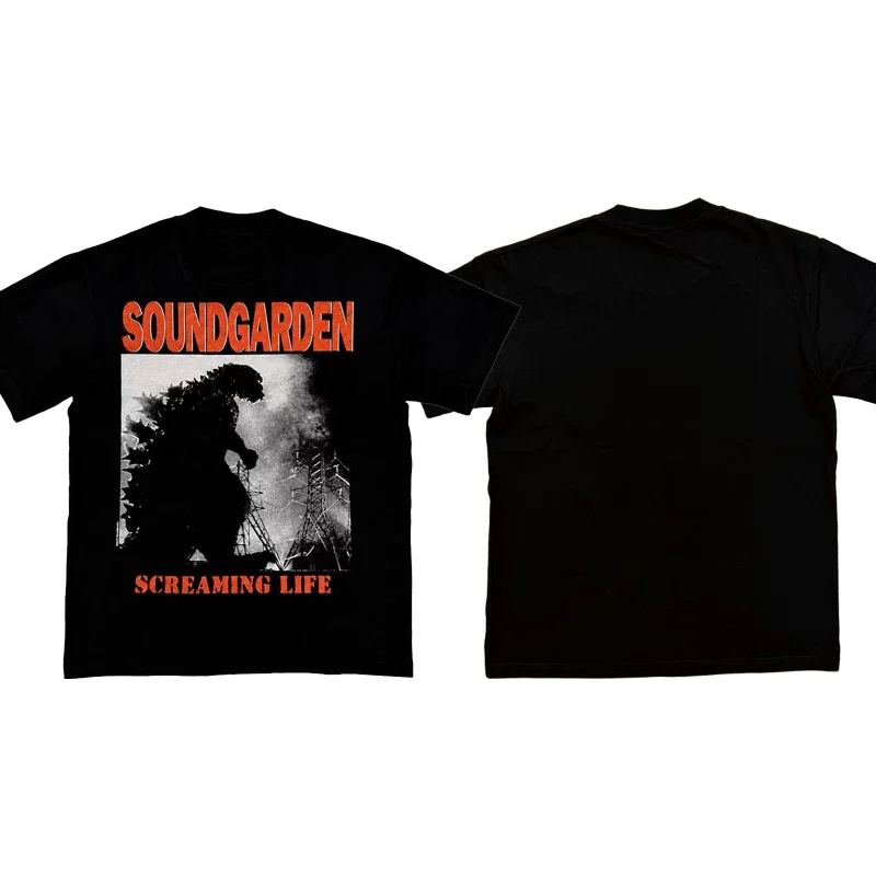 New Men Band Tee Vintage SOUNDGARDEN Tour T Shirts T-Shirt Hip Hop Skateboard Street Cotton T-Shirts Tee Top US size F66