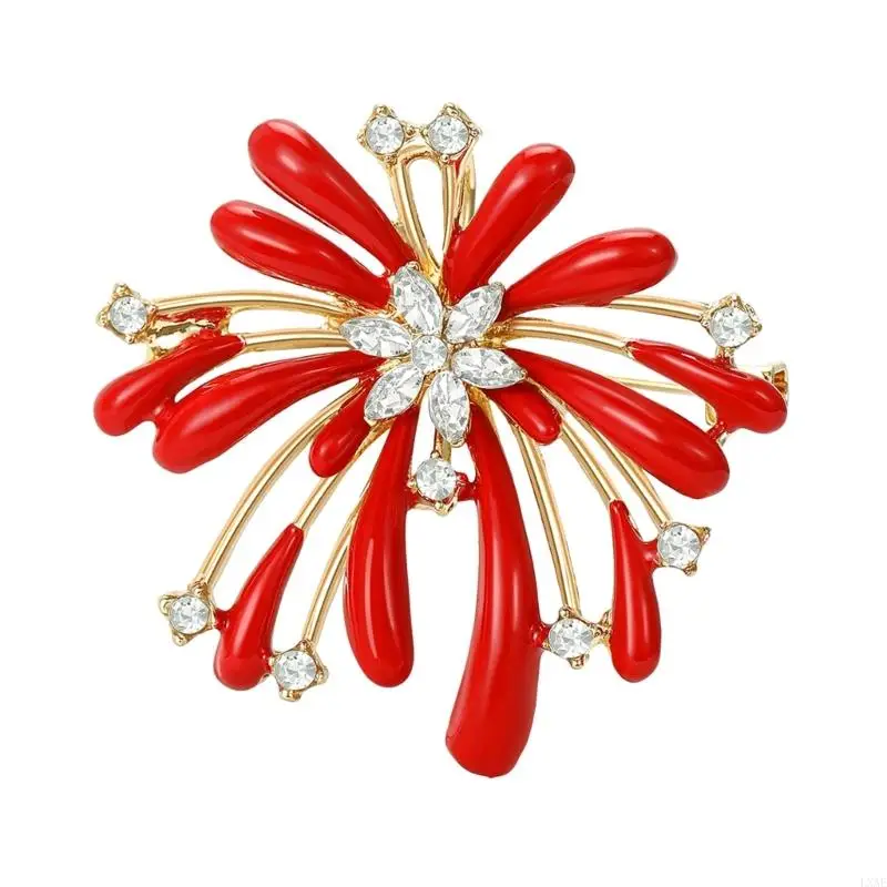 Artistic Expression Brooch Depicting Romance Pyrotechnics Featuring Crystals Embellishments for Gift Giving