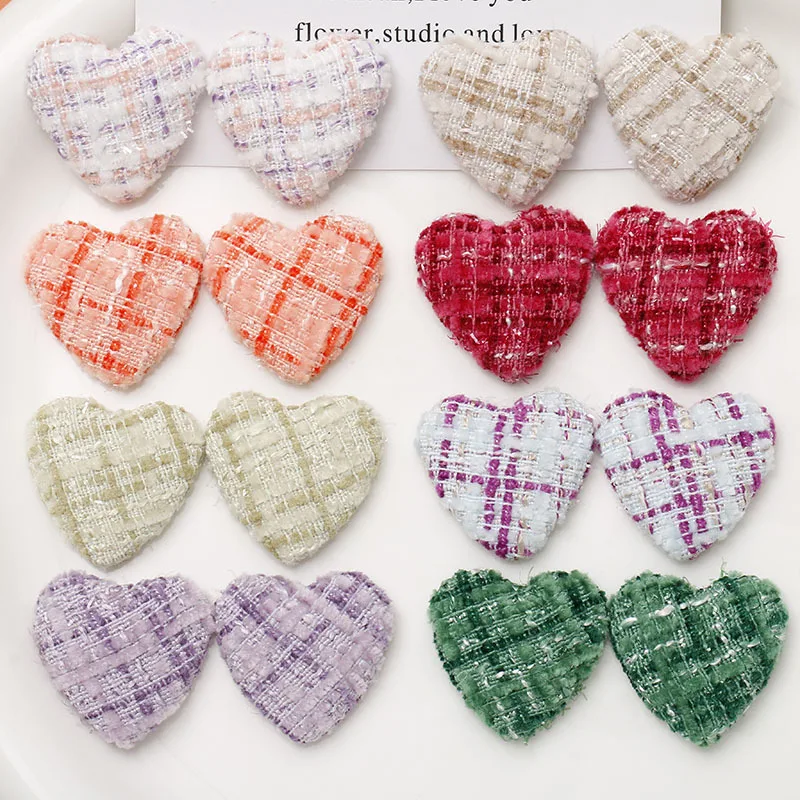 10pcs Xiaoxiang Style Fabric Art Peach Heart Love Bag Button Patch DIY Headwear Hair Accessories Hair Clips Wholesale of Women\'s