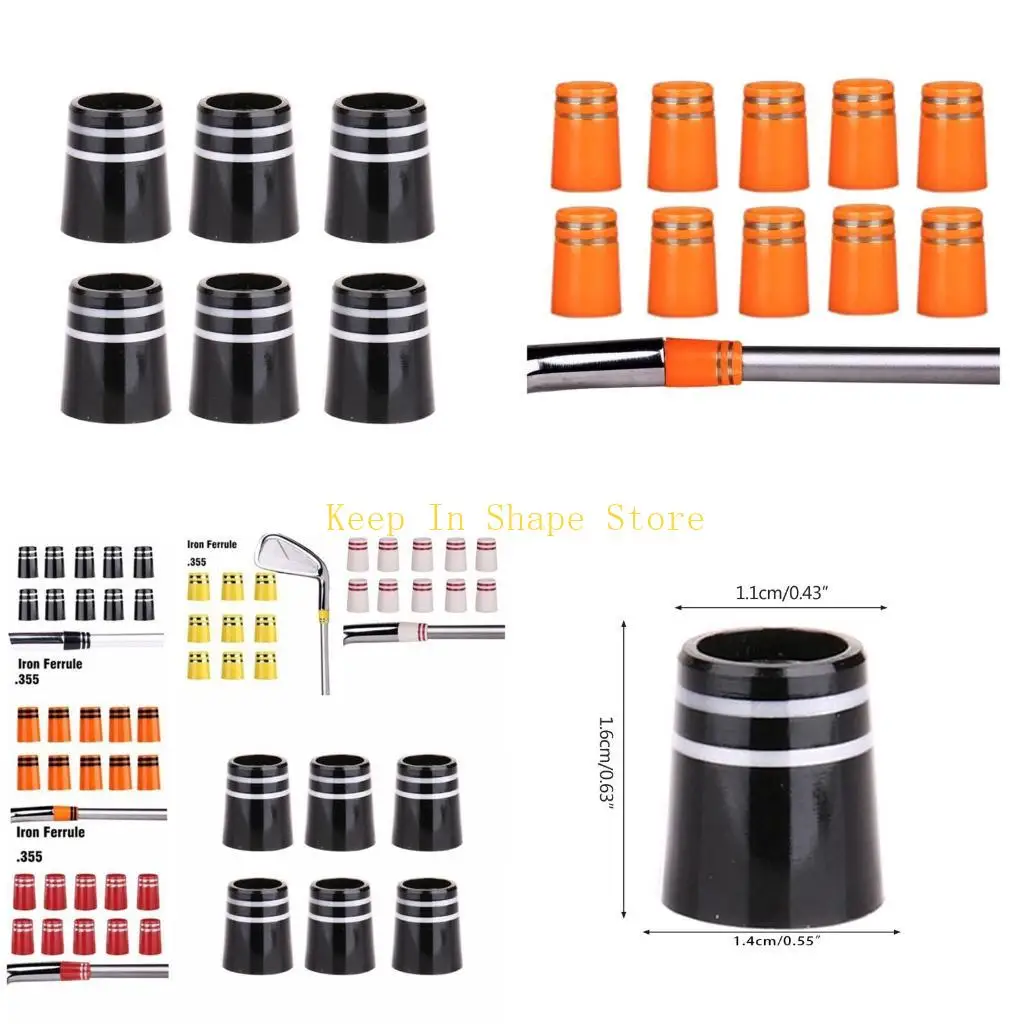 U1JC 10 Pcs Rubber Golf Ferrules Replacement 0.355 Double Silver Ring Tapered Ferrule for Taper Tip Tapered Iron Shaft