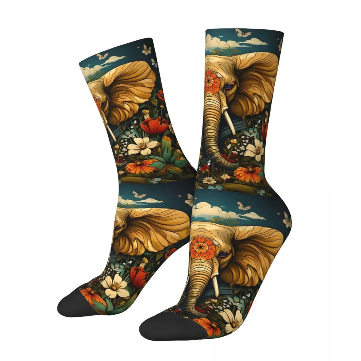 Colorful Wildlife Elephant Socks Shopping 3D Print Boy Mid-calf Sock