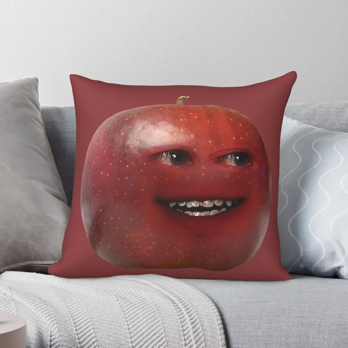 Annoying Orange Apple Square Pillowcase Polyester Linen Velvet Creative Zip Decor Pillow Case Room Cushion Cover