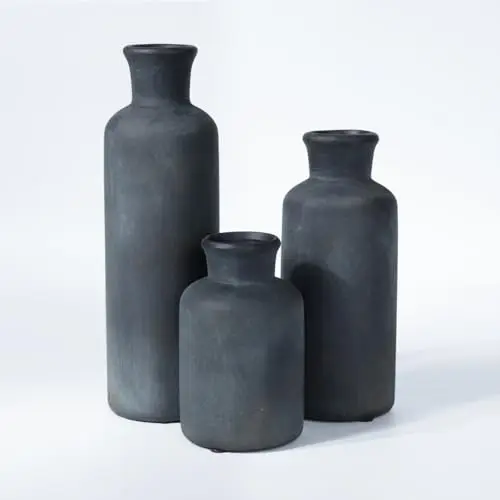 

Набор черных керамических ваз – Декоративные вазы в деревенском винтажном стиле с матовым покрытием и эффектом матового золота для домашнего декора, гостиной, ди