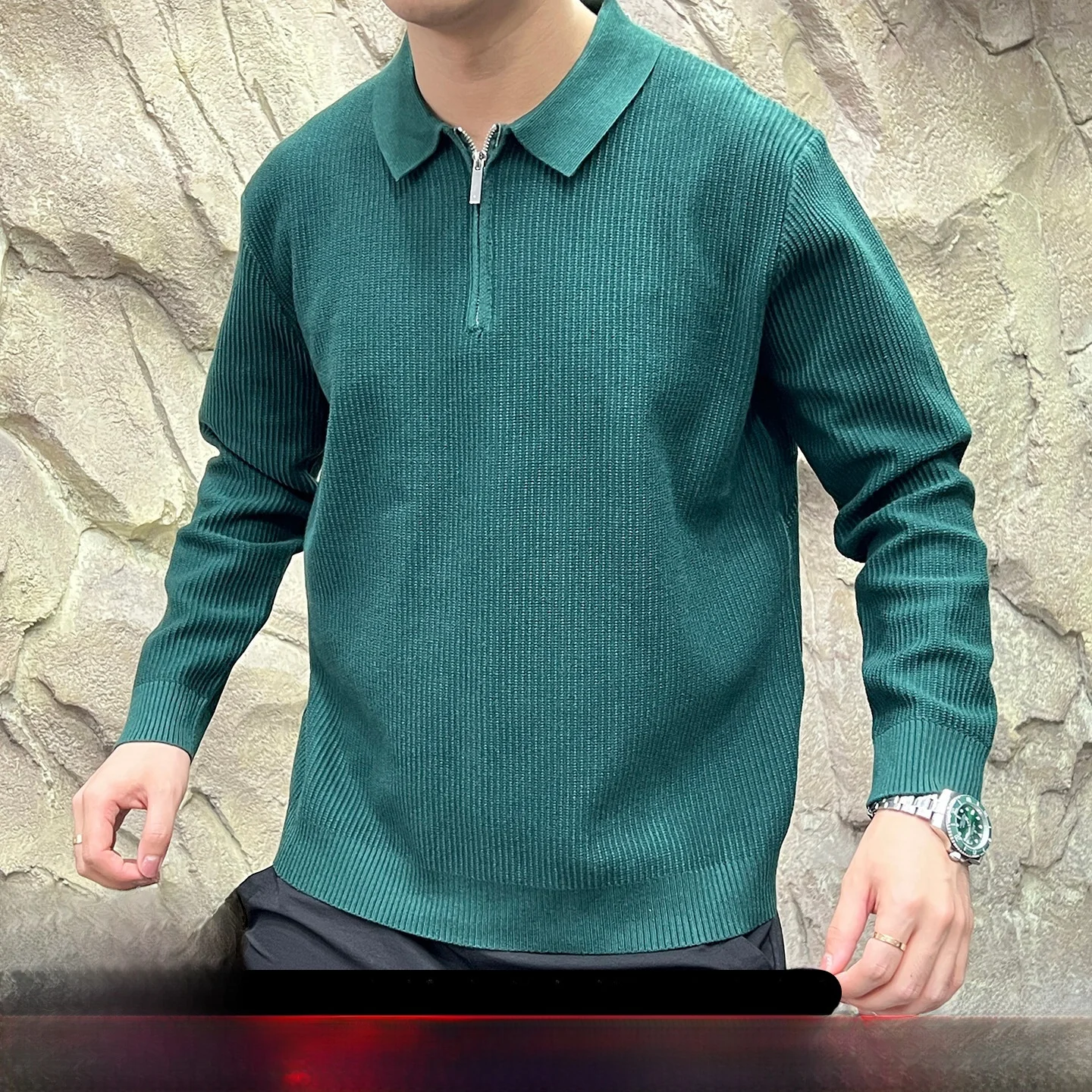 

Мужской вязаный свитер в стиле кэжуал с молнией, эластичным воротом, модный, для осени, удобный, дышащий