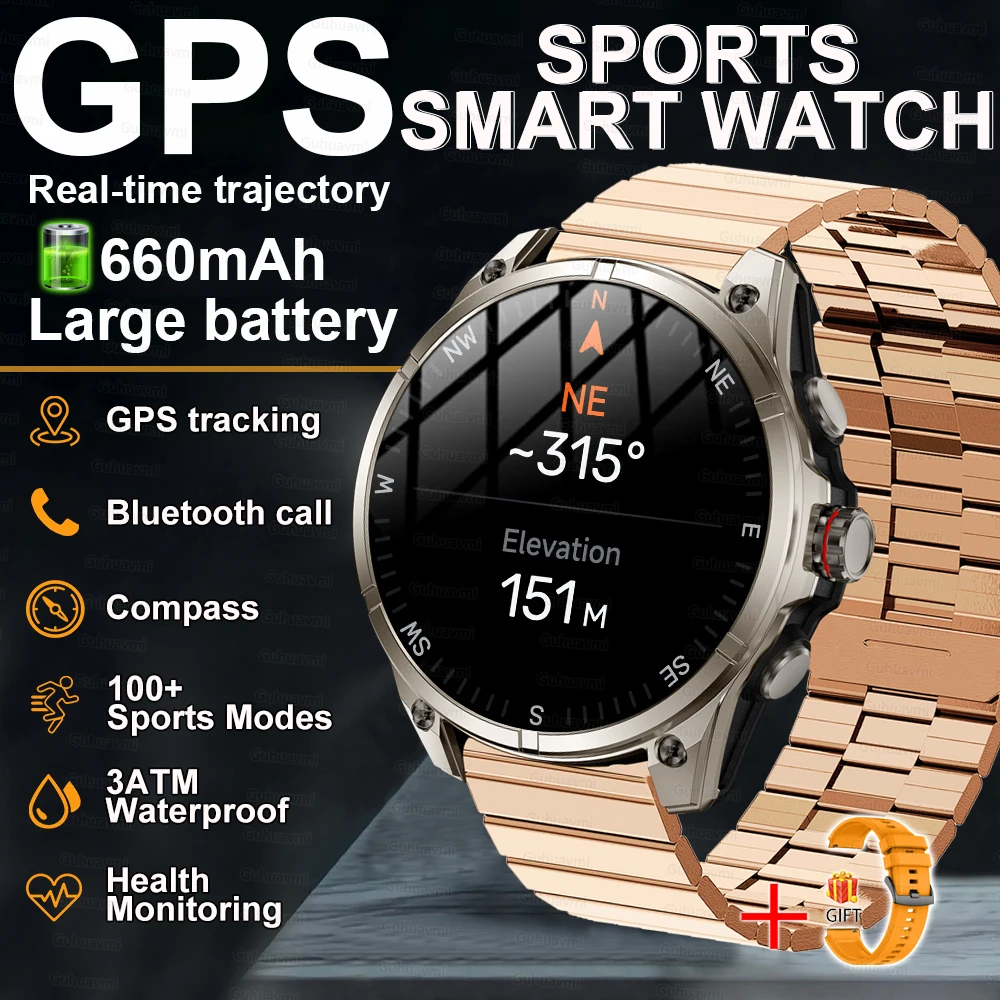 GUHUAVMI Neue Herren-Sport-Smartwatch, 50 Meter tief, wasserdicht, 1,43 Zoll AMOLED-Bildschirm, Gesundheitsüberwachung, Bluetooth-Anrufarmband 8