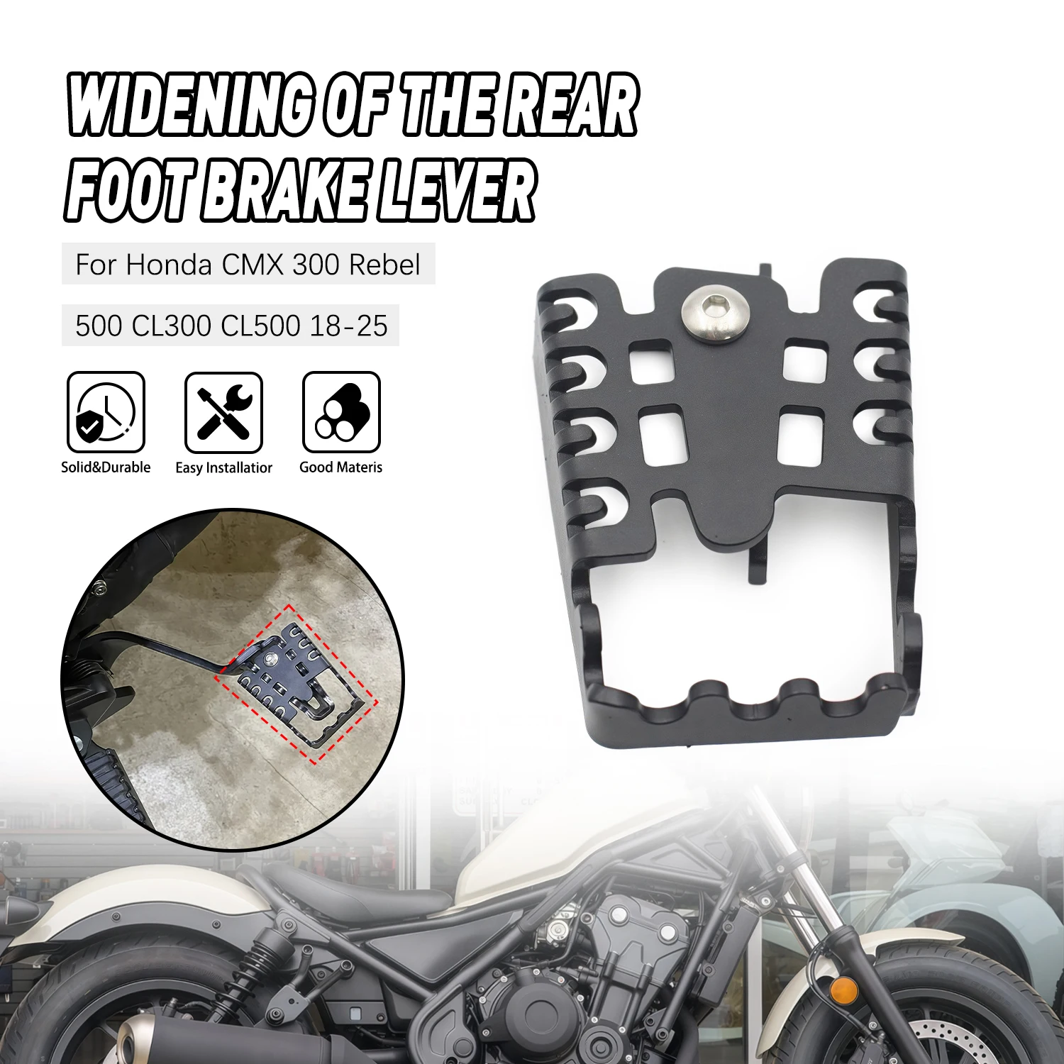 For Honda CMX300 Rebel500 2018-2025 CL300 500 20232025 Motorcycle Rear Foot Brake Lever Pedal Enlarge Extension Peg Pad Extender