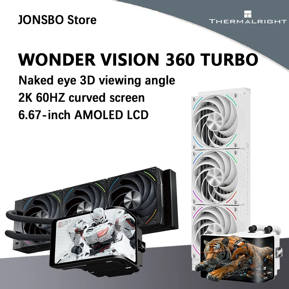 

Thermalright WONDER VISION 360 TURBO Универсальный охладитель воды 360 мм 6,67-дюймовый AMOLED ЖК-дисплей 2K 60 Гц Изогнутый экран Голое глаз 3D Vision