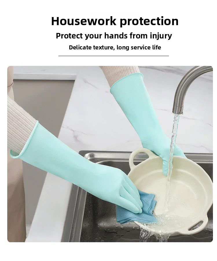 Reusable Thickened Nitrile Cleaning Gloves, Latex-Free Waterproof Household Gloves for Dishwashing & Laundry