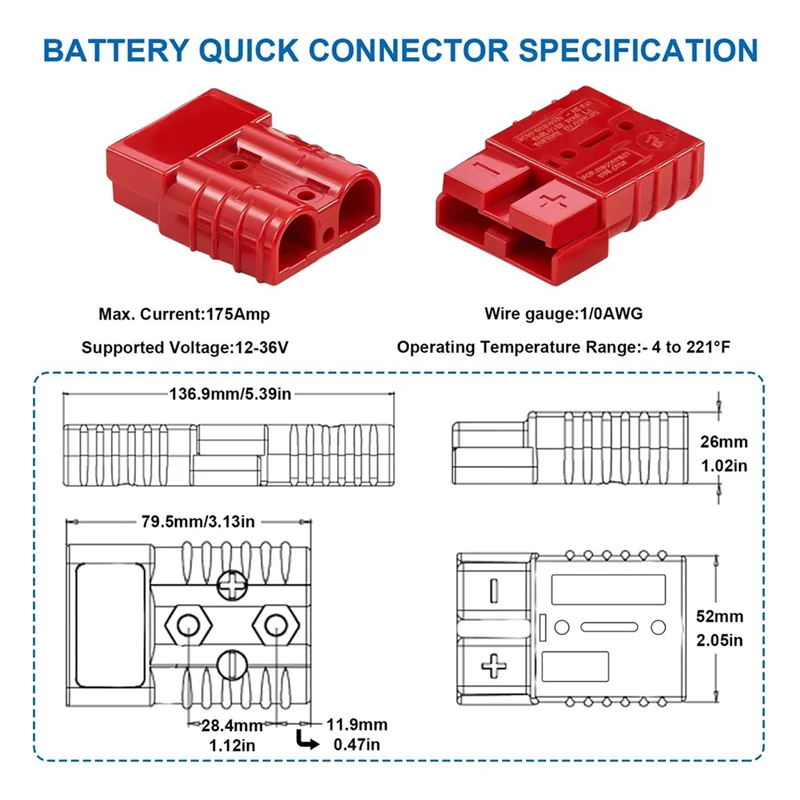 2Pack 175Amp Battery Quick Connect Plugs And Connectors1/0-4 Gauge Battery Quick Disconnect For Winch, Trailer-POS