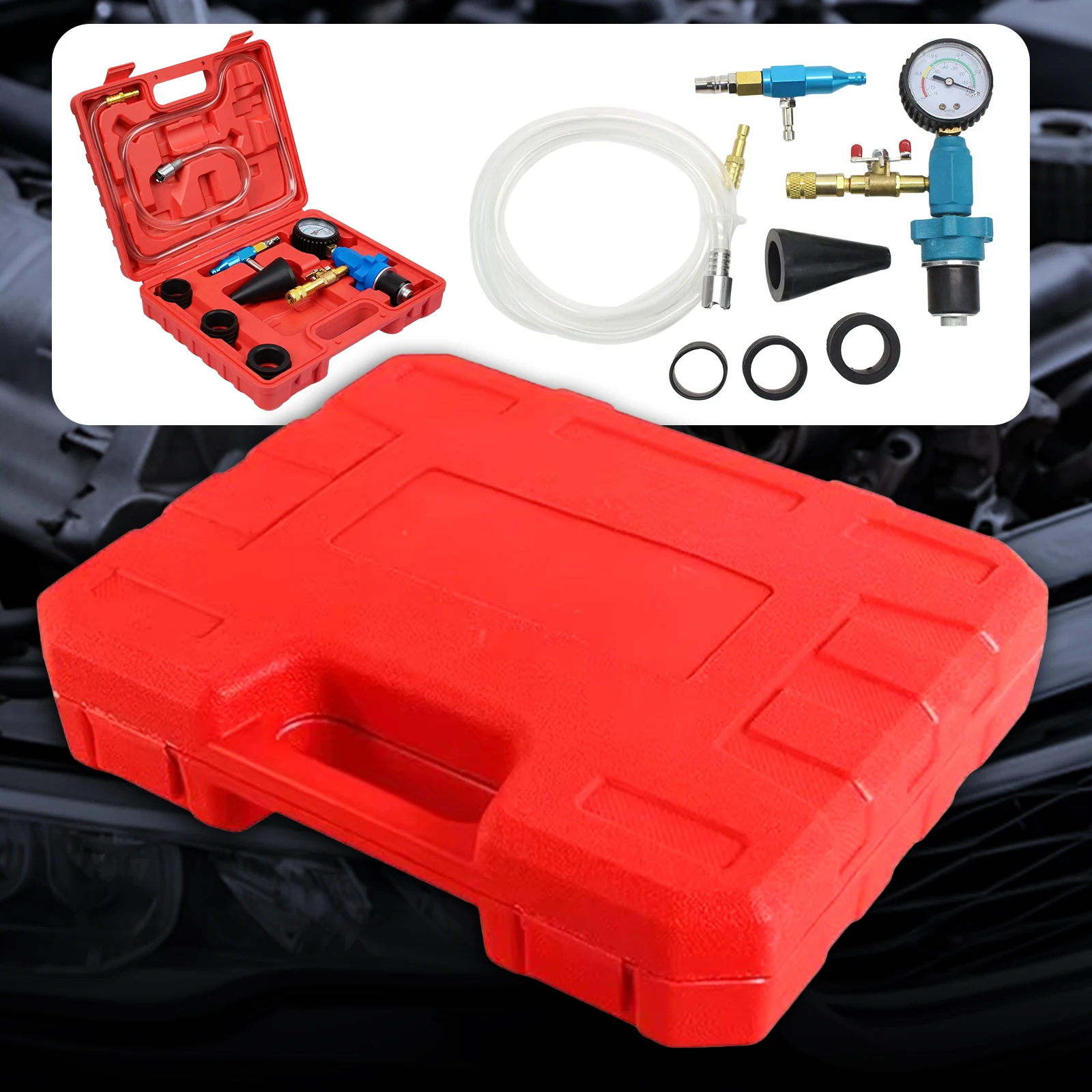 

Radiator Cooling System Vacuum Purge Coolant Refill Tool Kit Auto Car Radiator Coolant Purging Tools Set for Car Van SUV Truck