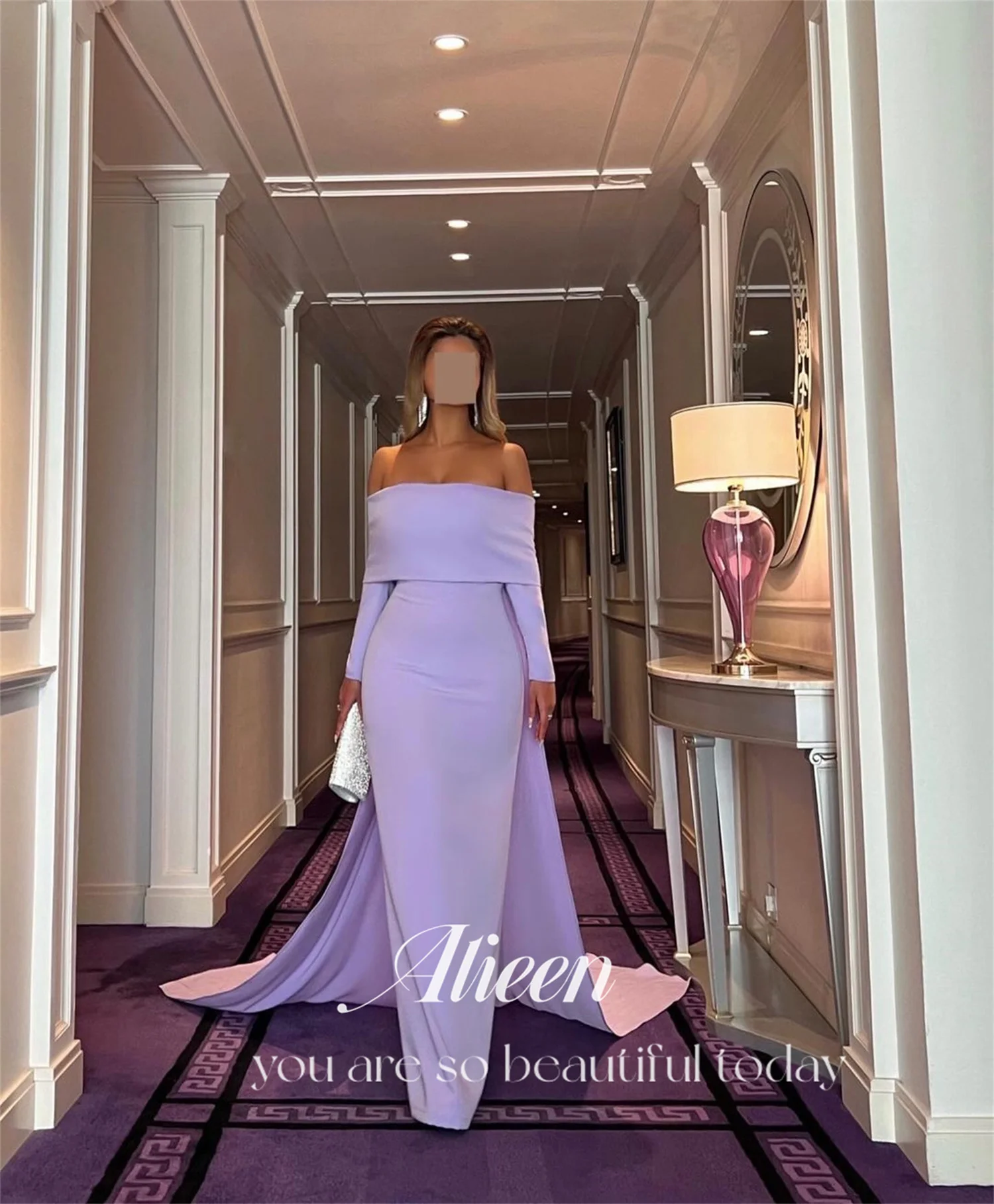 Aileen Off the Shoulders Shawl Purple Wedding Party Dress Dresses Gala Evening Elegant Woman Prom 2024 Graduation Women Luxury