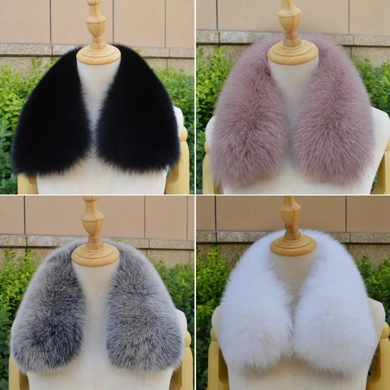 

Real Fox fur square collar real fur universal scarf for men and women leather collar shawl coat accessories winter warmth