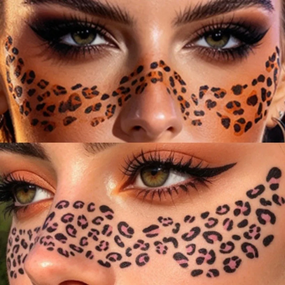Waterproof Leopard Print Temporary Tattoos Long Lasting Facial Art Little Deer Spots Freckle Stickers Wild DIY