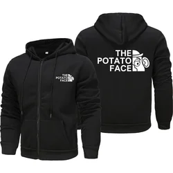 Autumn and Winter New Men's Zipper Hoodie Fashion THE POTATO FACE Printed New Zipper Hoodie Long sleeved Hoodie Top