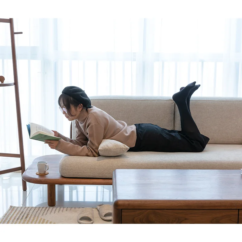 Wabi sand sofa cherry wood small apartment fabric living room three-person furniture combination