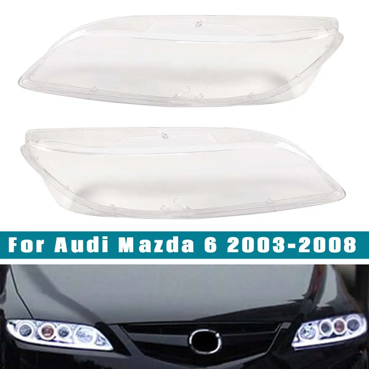 2pcs Car Headlight Cover Headlamp Clear Shell Lamp Replacement Lens Cover For Mazda 6 2003 2004 2005 2006 2007 2008 Accrssories