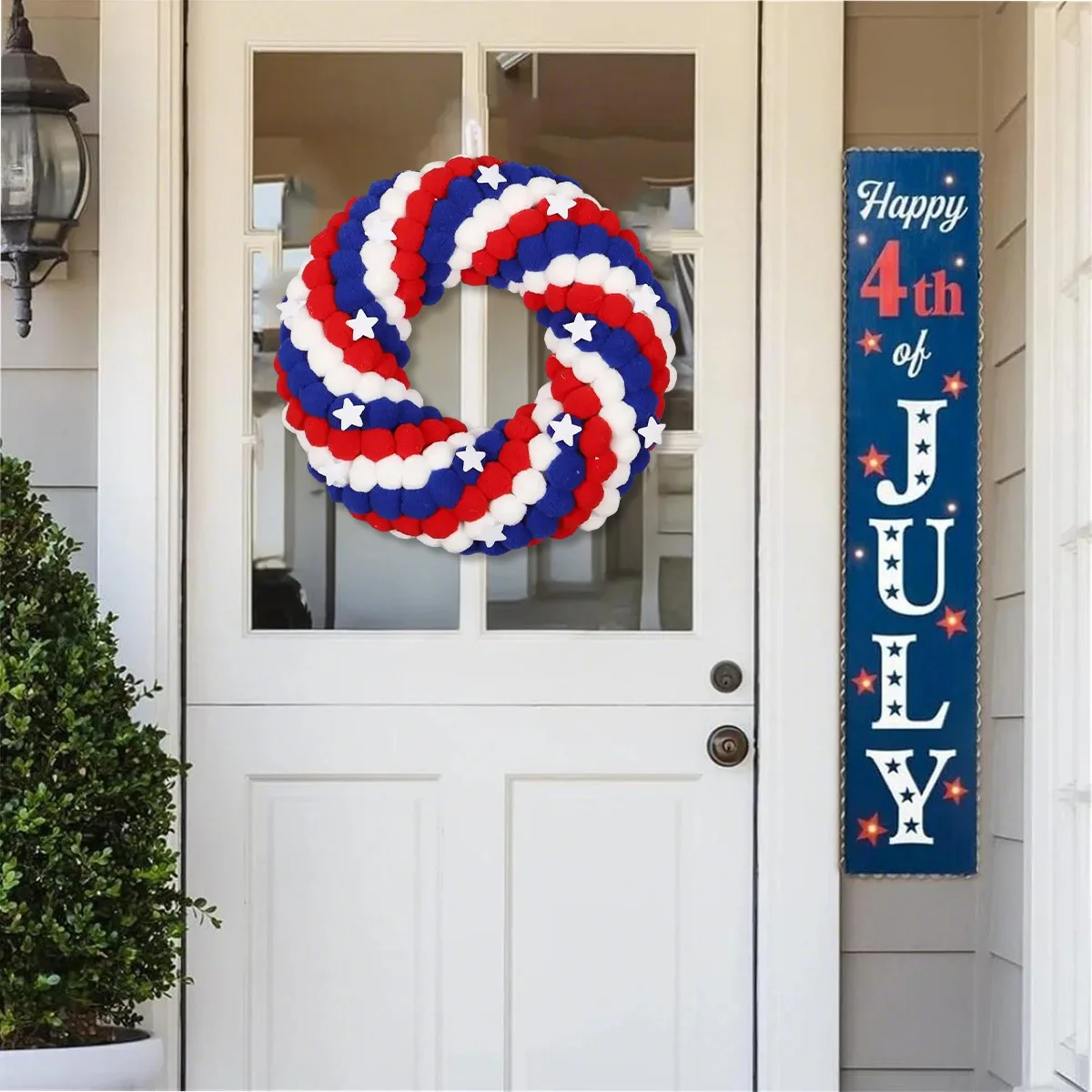 

July 4Th Wreath Patriotic Americana Wreath Handcrafted Memorial Day Wreath Festival Garland Decoration Front Door Wall
