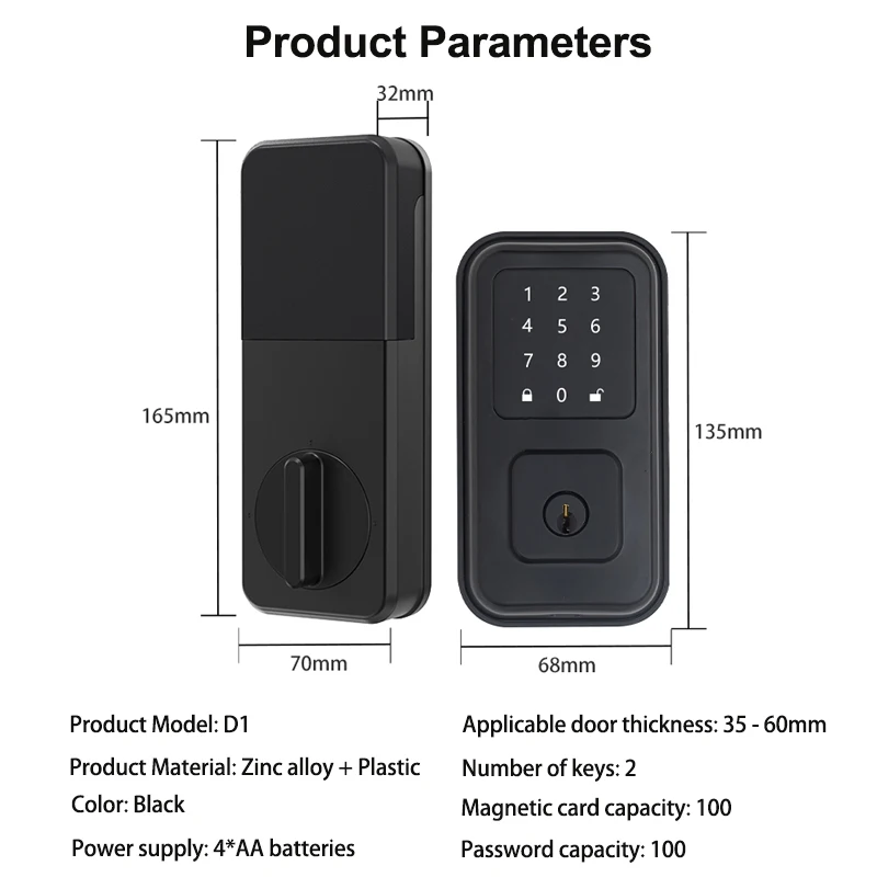 Novo d1 tt lock bluetooth deadbolt bloqueio inteligente controle remoto senha/cartão ic bloqueio biométrico eletrônico bloqueio automático para casa