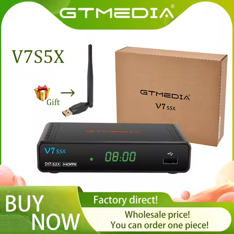 GTMEDIA V7 S5X Satellite TV Receiver DVB S2X S2 S H.265 1080P HD Decoder USB WIFI BISS auto roll Full PowerVu Media Set Top Box