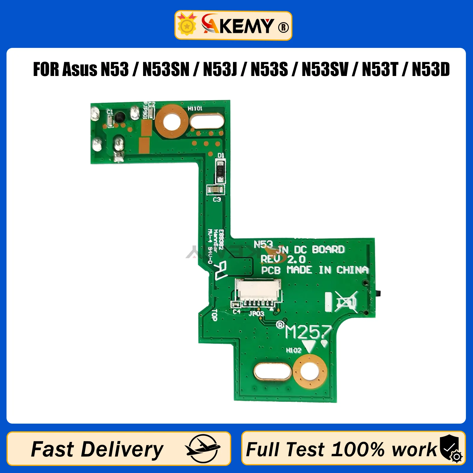 AKEMY FOR ASUS N53SV N53 N53S N53J N53TA N53TK N53SM N53DA N53SL N53SN N53JG N53JN N53JF N53JQ DC POWER JACK SWITCH BOARD