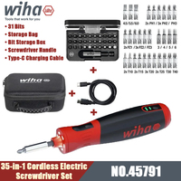 WIHA 45791 35-in-1 Cordless Electric Screwdriver Set with 31 Bits & Bit Storage Box & Storage Bag & Type-C Charging Cable&Handle