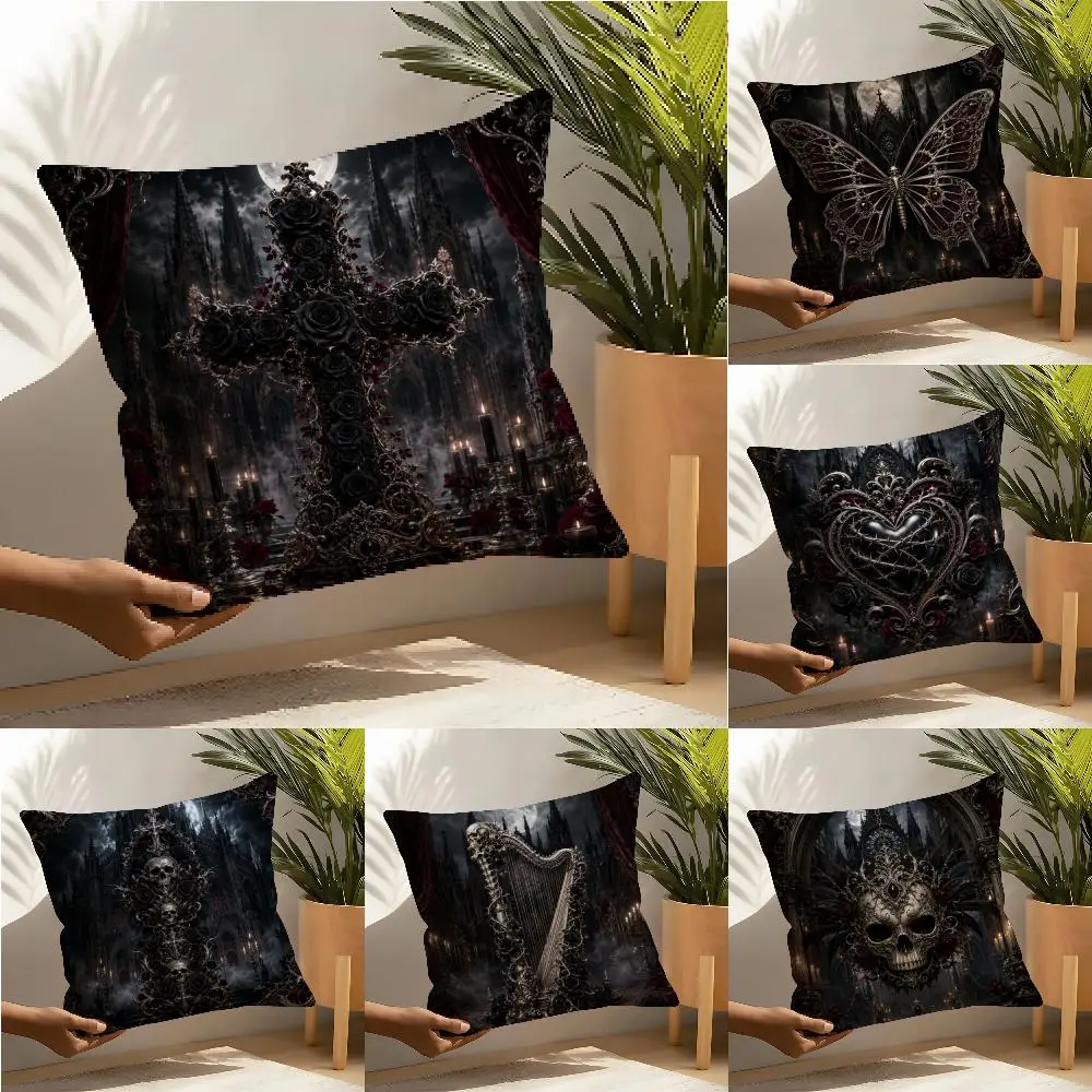 Gothic Whispering Wings Of The Abyss Pillow Case Linen Cushion Covers For Decorative Home Pillows Case Car Chair Pillows Cases