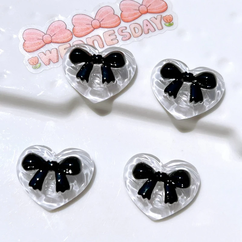 10 Pcs New Cute Butterfly Junction Heart-Shaped Resin Flat Back Fit Phone Deco Parts Embellishments For Hair Bows AccessoriesA60