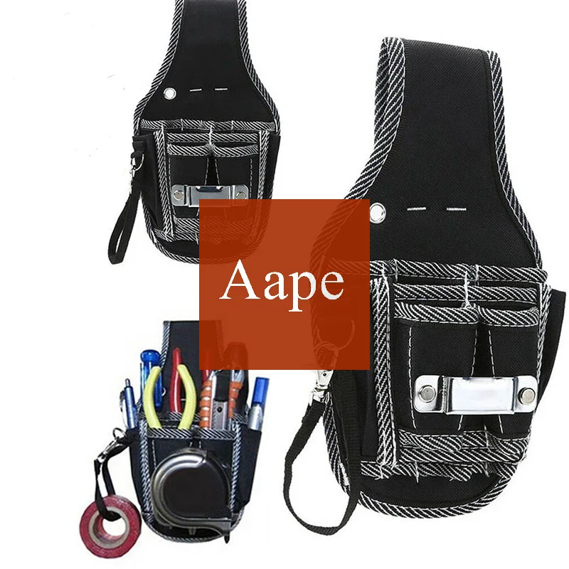 1pc 야외 전기 허리 포켓 도구 벨트 파우치 블랙 600D 나일론 패브릭 가방 스크루 드라이버 키트 홀더 케이스