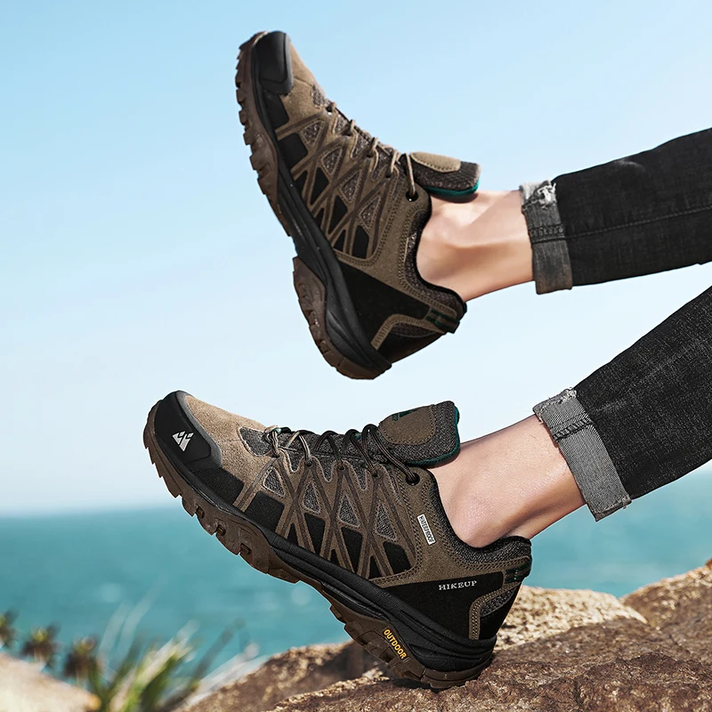 

Men's New Arrival Hiking Shoes Breathable Trekking Sneakers Lace-Up Cushioning Outdoor Climbing Tourism Male Footwear