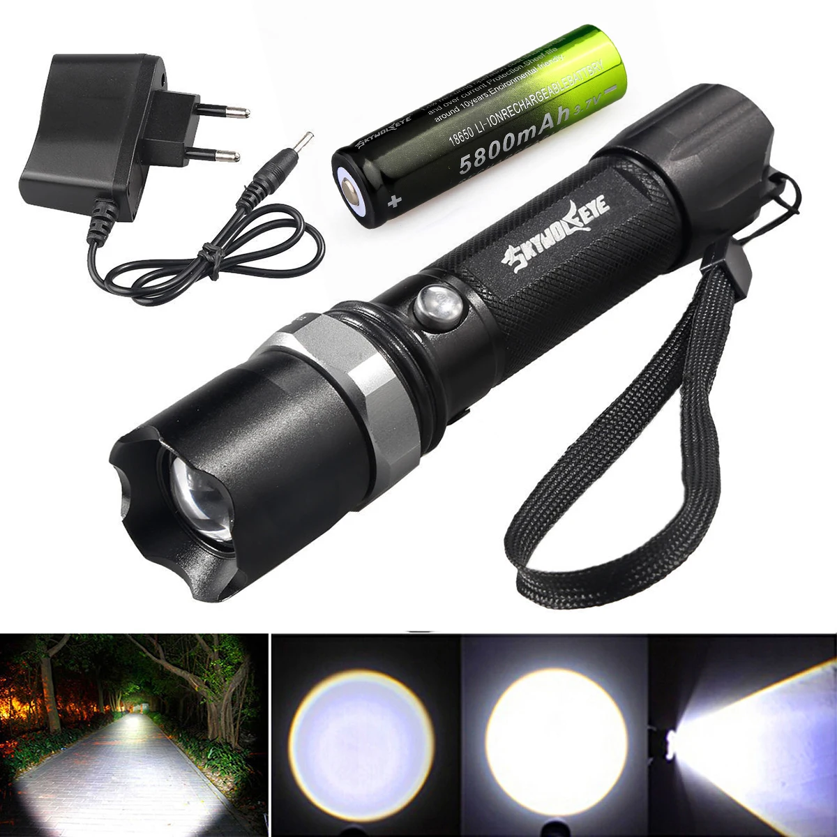 

10000 Lumen Brightness T6 LED Zoomable Portable Flashlight Torch Lamp Light