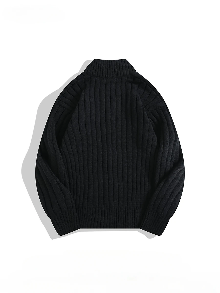 Herfst Winter Licht Luxe Stijl Stand Kraag Gebreid Vest Heren Effen Kleur Pit Gestreept Veelzijdige Casual Rits Trui Jassen