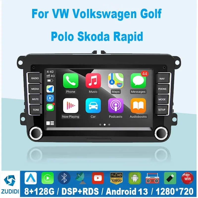 

Android 13 For VW Volkswagen Golf Polo Skoda Rapid Octavia Radio Tiguan Passat b7 Jetta 2 Din Auto Carplay GPS Radio128G