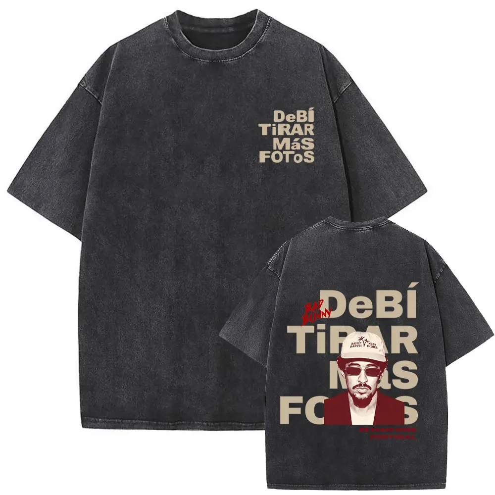 Washed Vintage Rapper Bad Bunny Music Album Cover T-shirt DeBi TiRAR MaS FOToS DTMF Merch T Shirts
