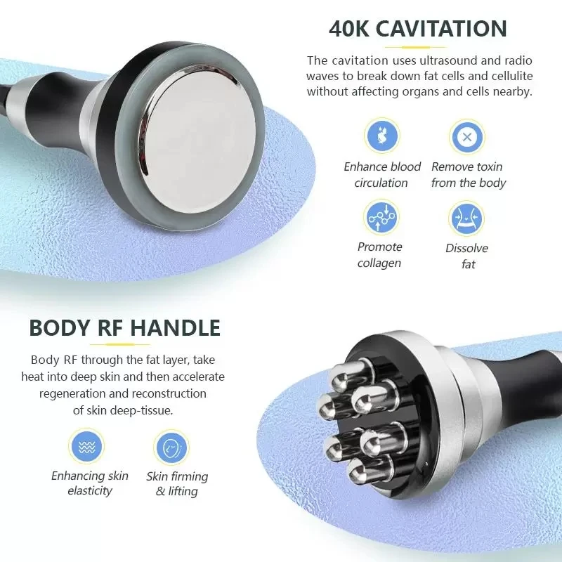 Professional Body Contouring Machine Vacuum Massage RF Cavitation Cooling Handle Beauty Equipment for Salon Spa Care