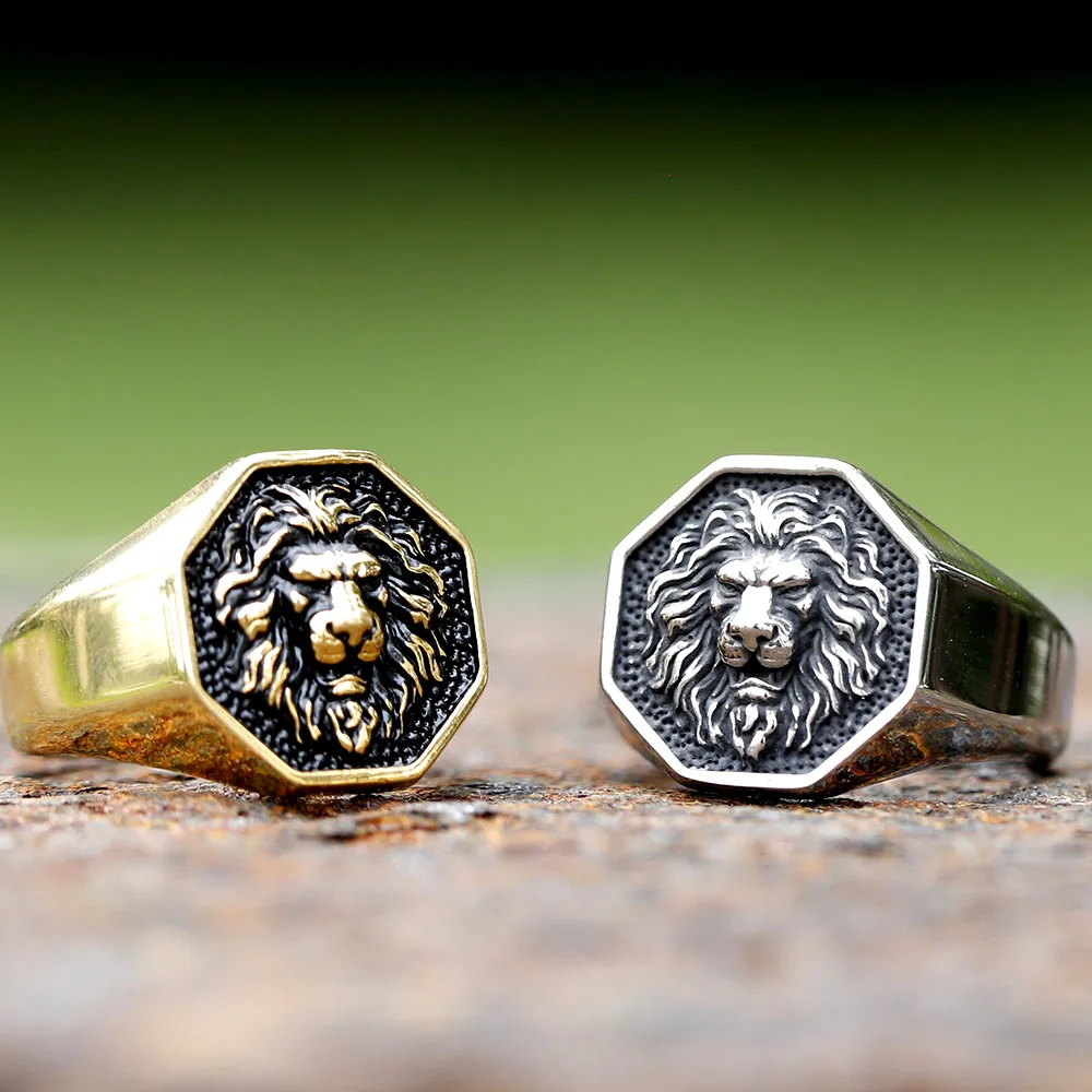 2024 Detailed Stainless Steel 3D Lion Head Rings For Men Women Punk Trendy Domineering Vintage Animal Jewelry Gift