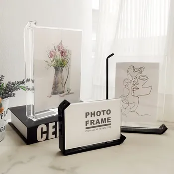 아크릴 액자 스윙 테이블 DIY 투명 크리에이티브 디스플레이 프레임, 양면 맞춤형 사진 상자, 기념 선물