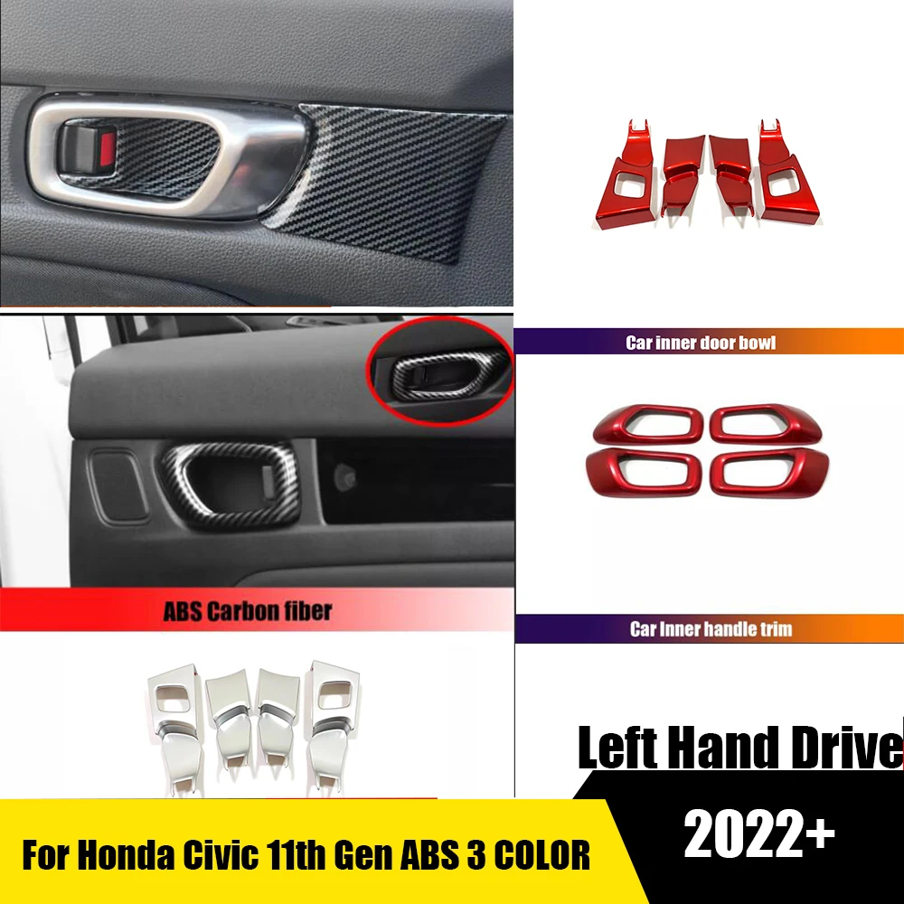 

For Honda Civic 11th Gen 2022 2023 carbon red Car inner door Bowl protector frame Panel Cover Trim Garnish Styling Accessories