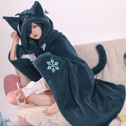 Game Genshin impact Pajamas Air Conditioning Blanket Wendy Zhongli Wanderer Cartoon Cute Fun Cosplay Shawl Sofa Nap Blankets