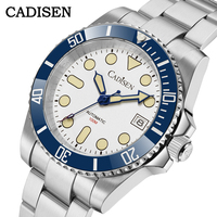 CADISEN New 40mm Diver Mens Watch Japan NH35A Automatic Mechanical Sapphire Glass Date Luminous 100M Waterproof Wrist watch Men