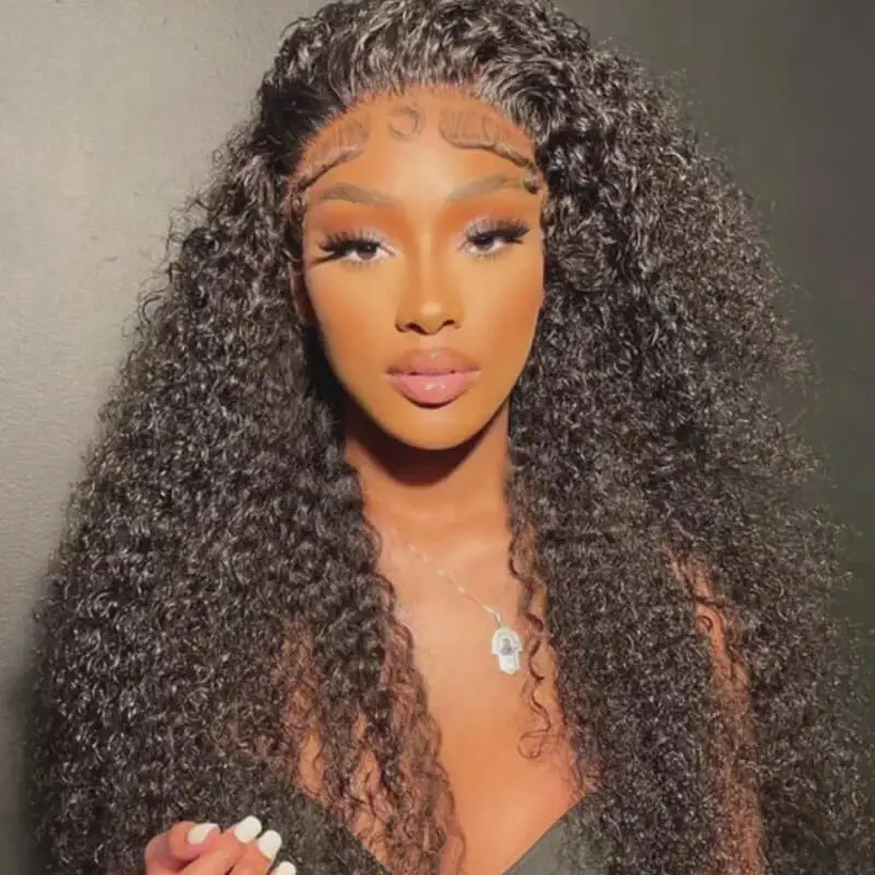 

Deep Curly HD Lace Human Hair Wigs For Women Natural Hair Line Pre Plucked Bleached Knots Remy 13x6 Transparent Lace Frontal Wig